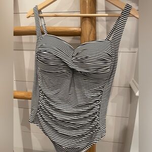 Niptuck Swim Striped Swimsuit - Navy/White